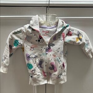 Cat & Jack White Hoodie with Colorful Graphics